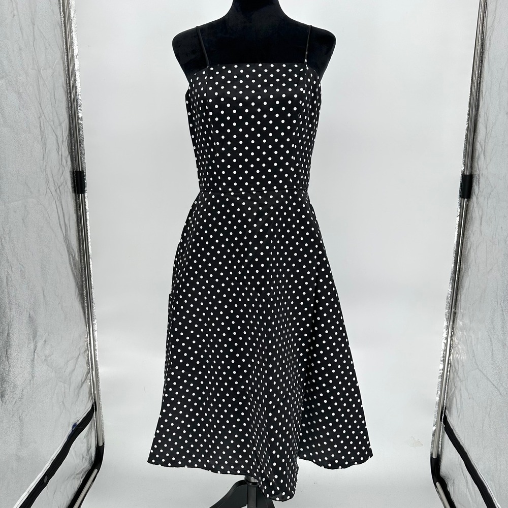 VTG Jody‎ California Black White Polka Dot Crinoline Dress USA Fit & Flare XS/S